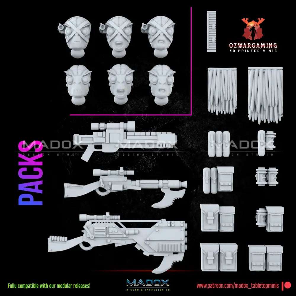 Red Skinned Insurgents Build Kit | Warbear Studios 28mm SciFi Wargaming Miniatures Role Playing Miniatures