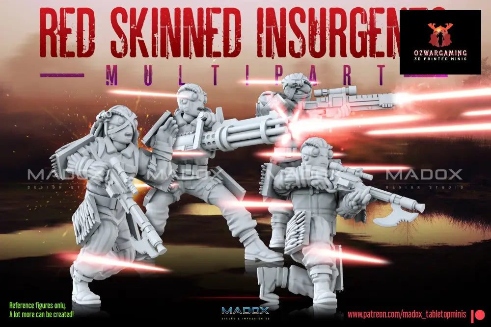Red Skinned Insurgents Build Kit | Warbear Studios 28mm SciFi Wargaming Miniatures Role Playing Miniatures