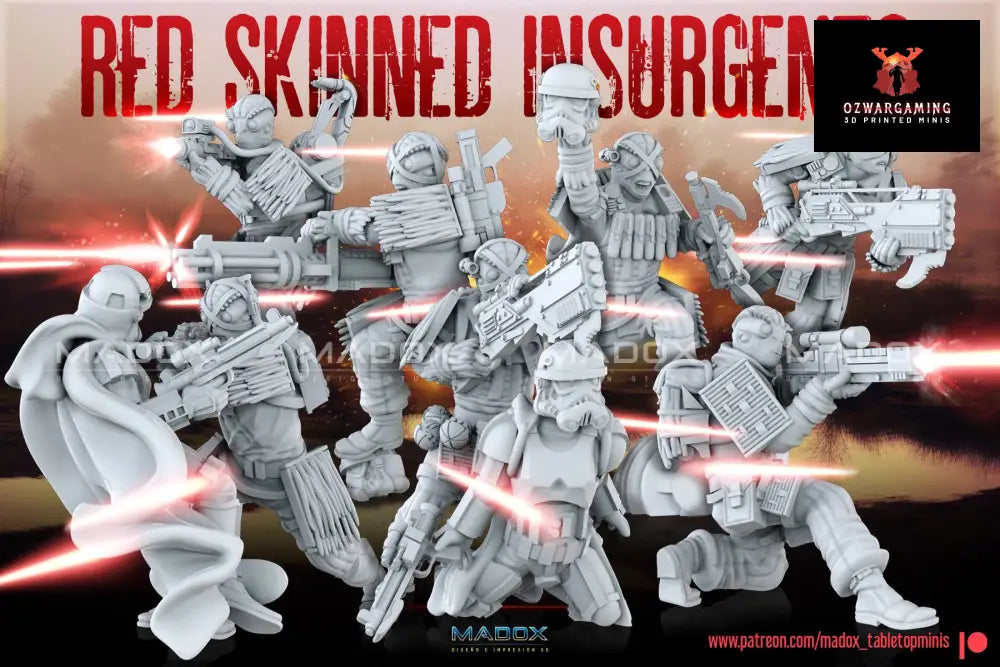 Red Skinned Insurgents Monopose | Warbear Studios 28mm SciFi Wargaming Miniatures Role Playing Miniatures