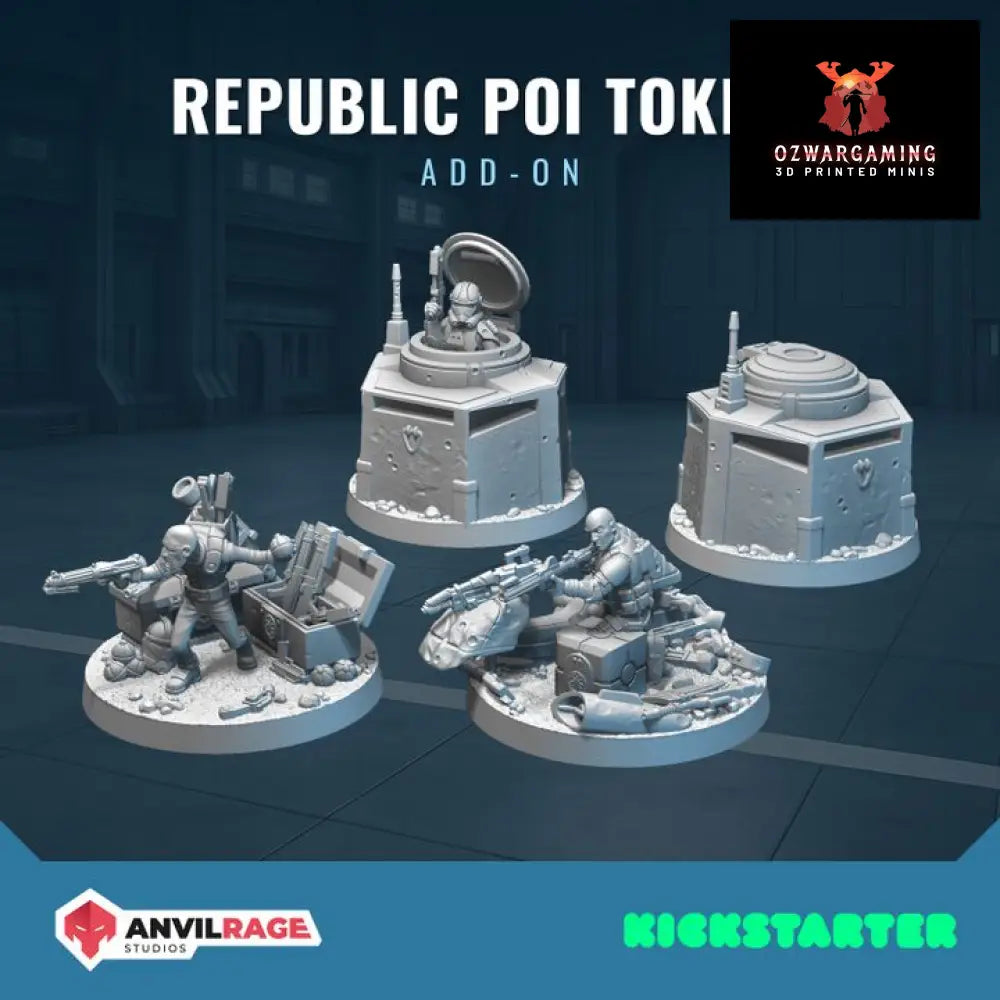 Republic POI Markers | Anvilrage Galactic SciFi Miniatures 32mm 1/47 Legion Scale Role Playing Miniatures