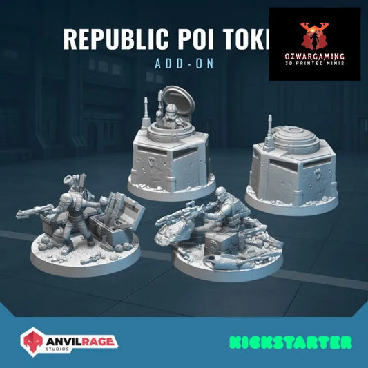Republic POI Markers | Anvilrage Galactic SciFi Miniatures 32mm 1/47 Legion Scale Role Playing Miniatures