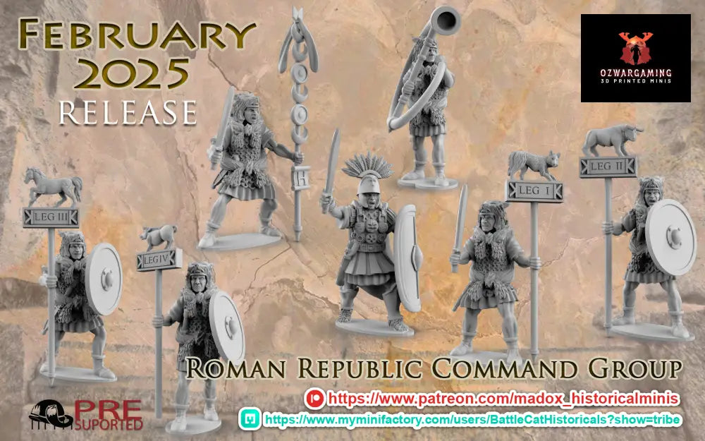 Republican Roman Command and HQ| Battlecat 28mm Historical Wargaming Miniatures Role Playing Miniatures