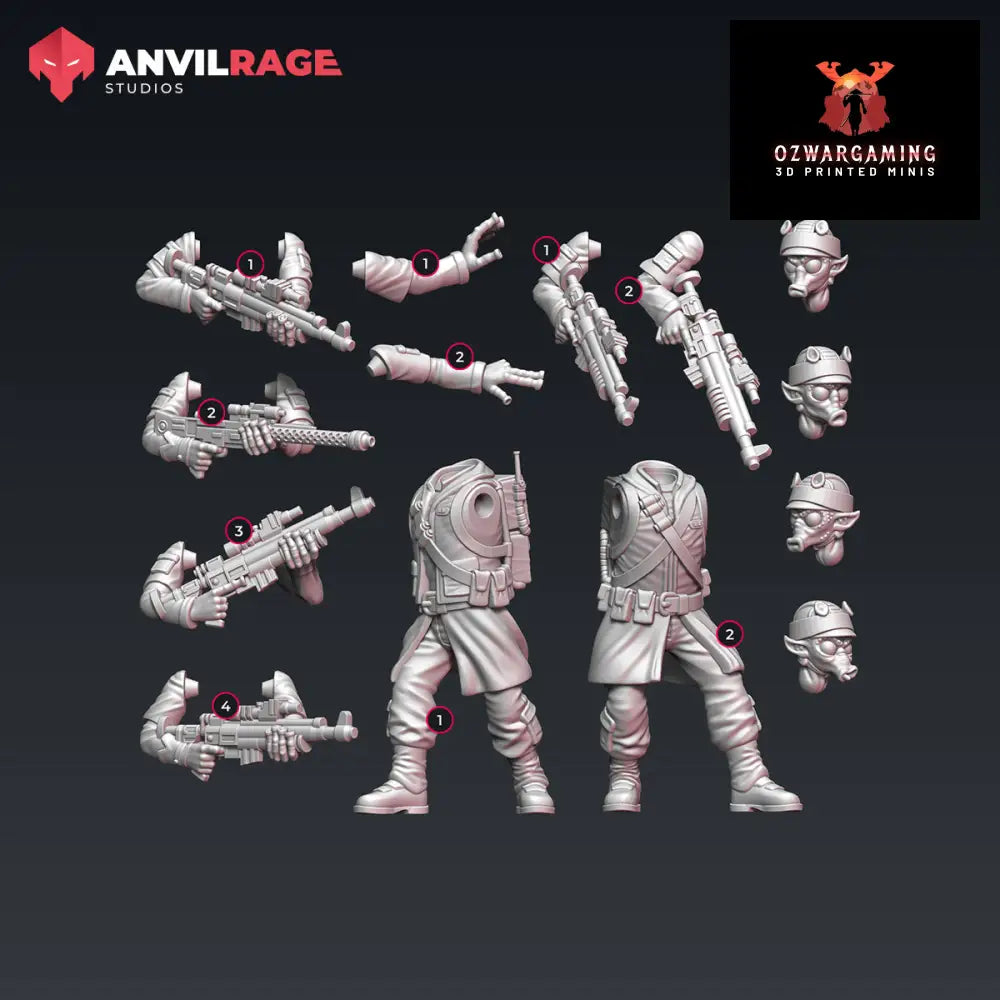 Resistance Rodian Soldiers | Anvilrage Galactic SciFi Miniatures 32mm 1/47 Legion Scale Role Playing Miniatures