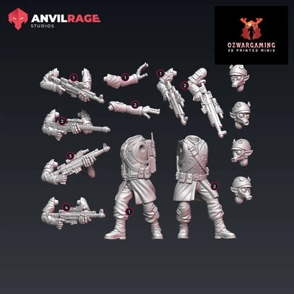 Resistance Rodian Soldiers | Anvilrage Galactic SciFi Miniatures 32mm 1/47 Legion Scale Role Playing Miniatures