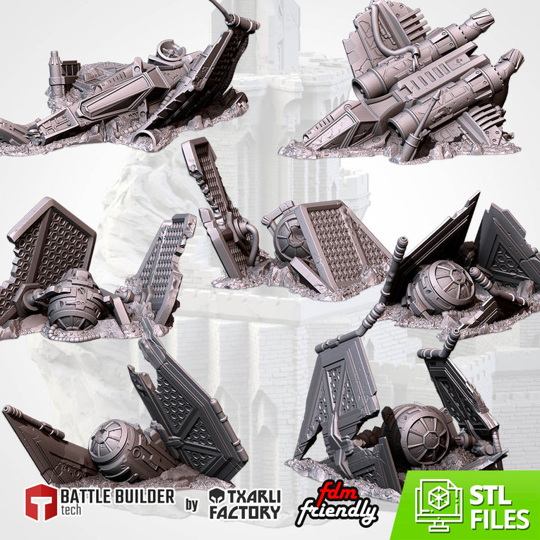 Crashed Starfighters Terrain Set | Txarli Factory Wargaming Terrain