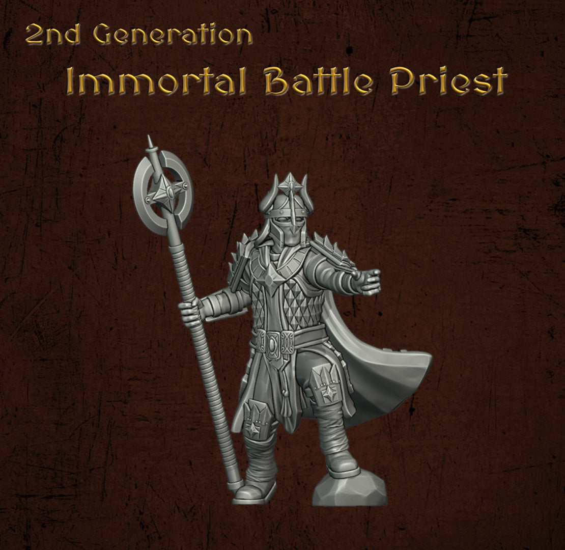 Immortal Army Battle Priest | Quartermaster3D 25mm Fantasy Wargaming Miniatures Role Playing Miniatures