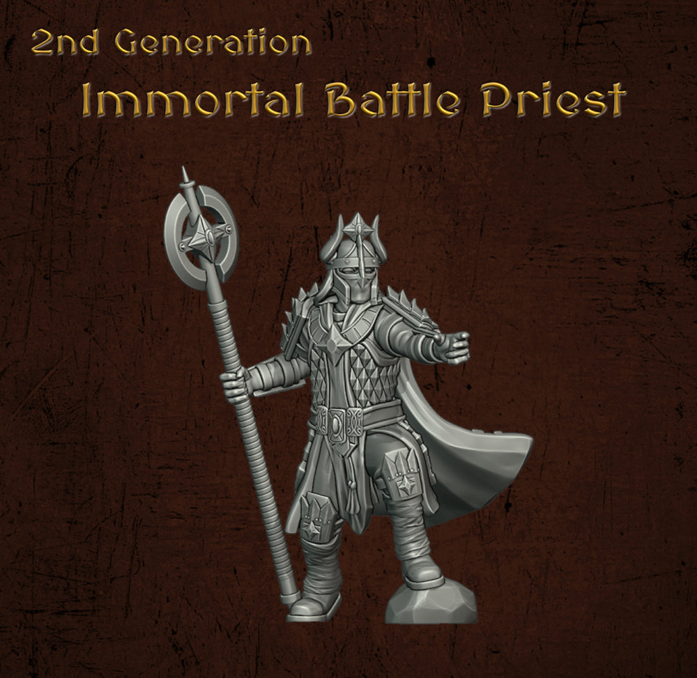 Immortal Army Battle Priest | Quartermaster3D 25mm Fantasy Wargaming Miniatures