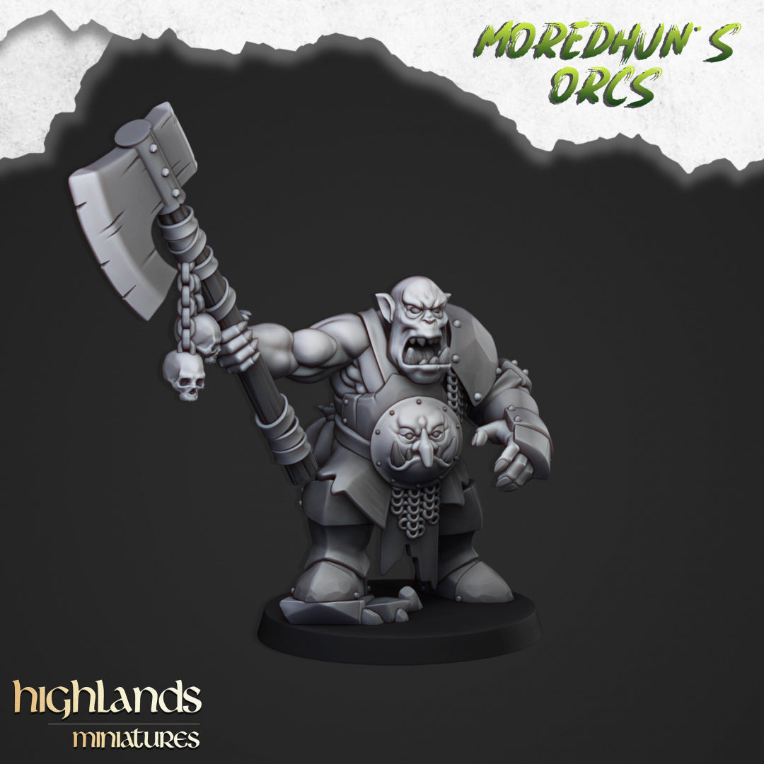 Moredhun’s Orcs Borgok Skullcrusher | Highlands Miniatures 28/32mm Fantasy Wargaming Miniatures Role Playing Miniatures