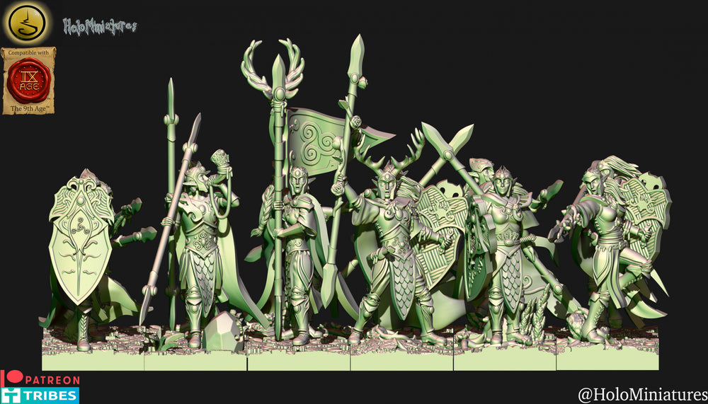 Wood Elves Spearmen | Holominiatures 28mm Fantasy Wargaming Miniatures