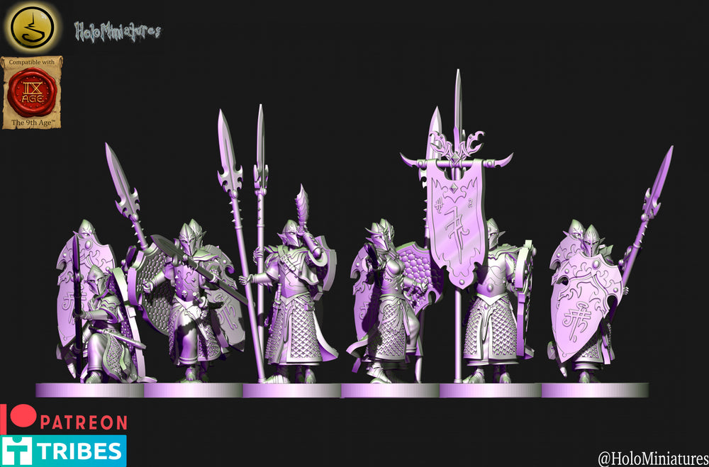 Dark Elves Spearmen Unit | Holominiatures 28mm Fantasy Wargaming Miniatures