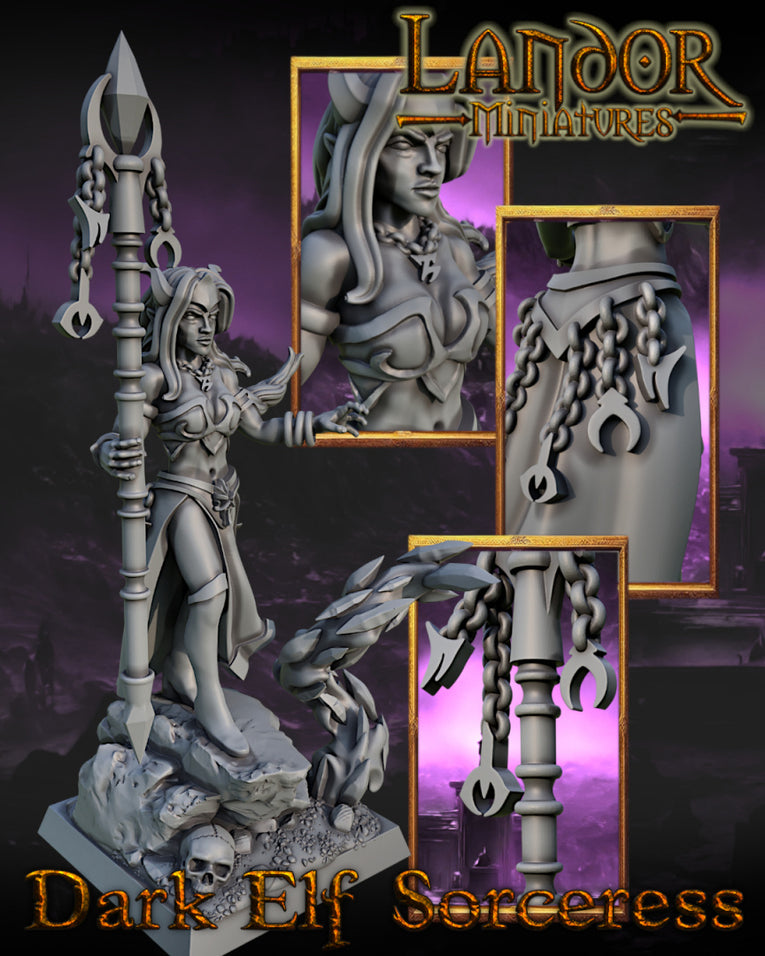 Dark Elf Sorceress | Landor Miniatures 28/32mm Fantasy Wargaming Miniatures