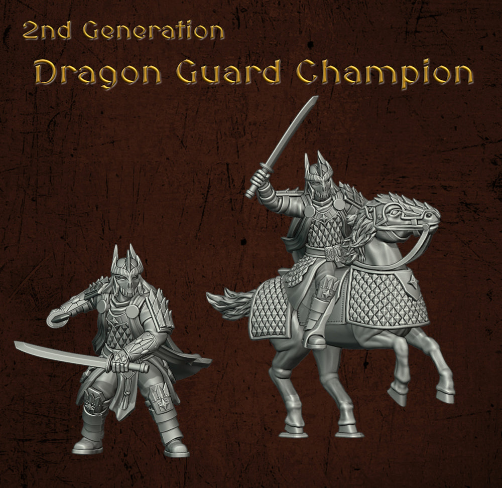 Immortal Army Dragon Guard Champion | Quartermaster3D 25mm Fantasy Wargaming Miniatures