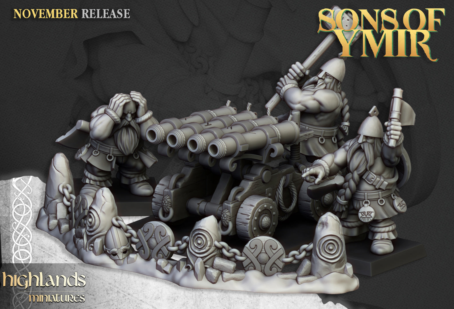 Sons Of Ymir Dwarven Organ Cannon | Highlands Miniatures 28/32mm Fantasy Wargaming Miniatures Role Playing Miniatures