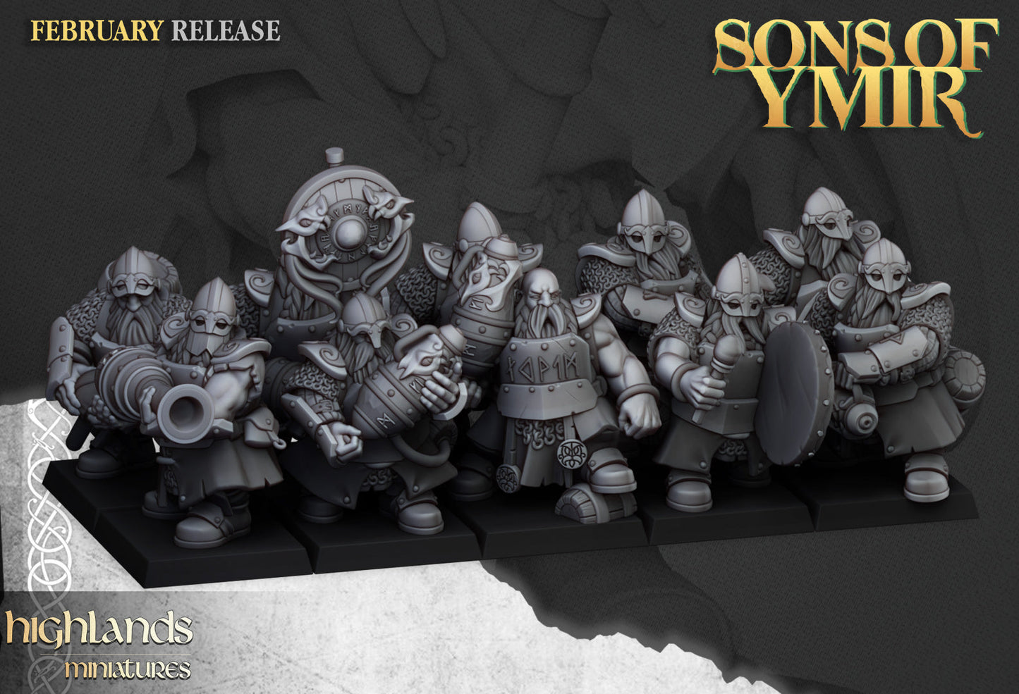 Sons Of Ymir Dwarven Firespitters | Highlands Miniatures 28/32mm Fantasy Wargaming Miniatures Role Playing Miniatures