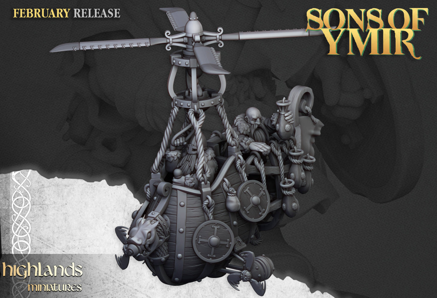 Sons Of Ymir Dwarven Flying Machine | Highlands Miniatures 28/32mm Fantasy Wargaming Miniatures Role Playing Miniatures