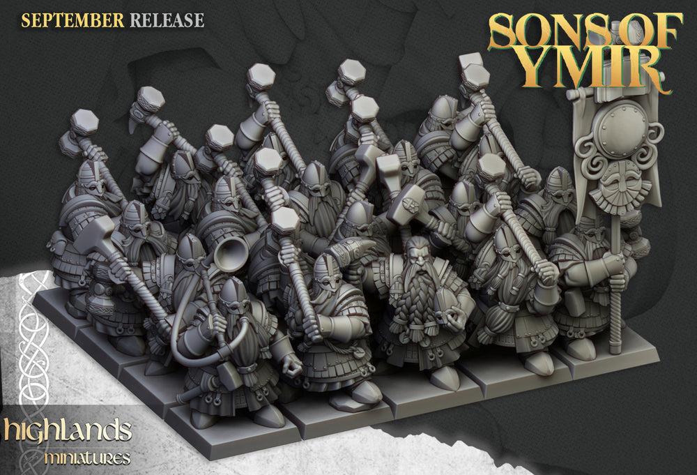 Sons Of Ymir Dwarven Kingsguard | Highlands Miniatures 28/32mm Fantasy Wargaming Miniatures