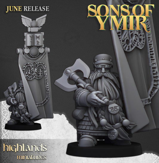 Sons Of Ymir Dwarven Banner | Highlands Miniatures 28/32mm Fantasy Wargaming Miniatures Role Playing Miniatures