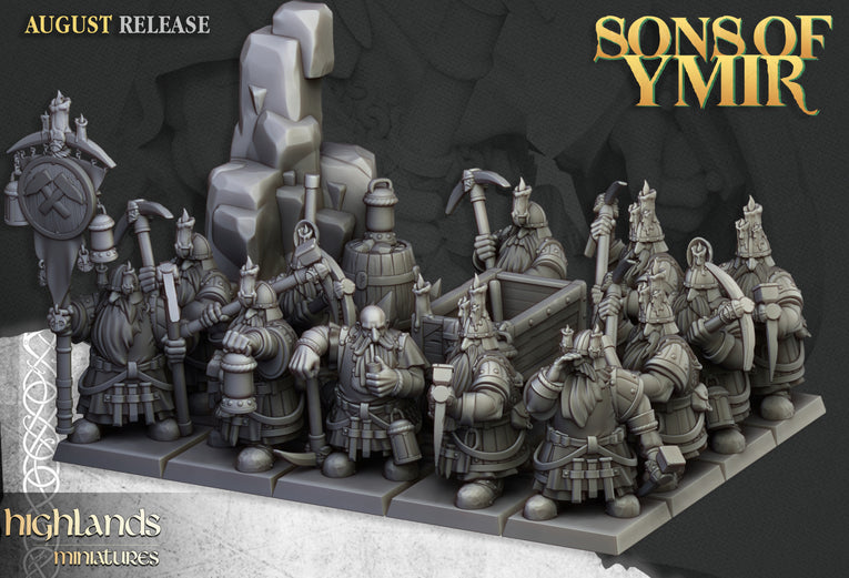 Sons Of Ymir Dwarven Miners | Highlands Miniatures 28/32mm Fantasy Wargaming Miniatures