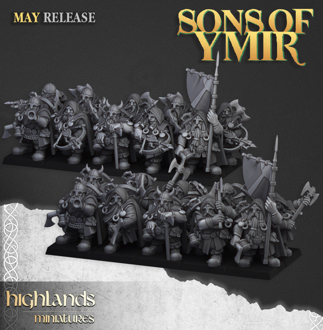 Sons Of Ymir Dwarven Rangers | Highlands Miniatures 28/32mm Fantasy Wargaming Miniatures Role Playing Miniatures
