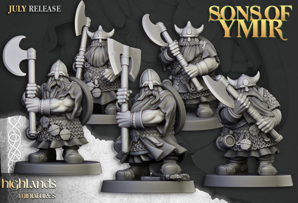 Sons Of Ymir Dwarven Warrior Great Weapons Expansion Pack | Highlands Miniatures 28/32mm Fantasy Wargaming Miniatures