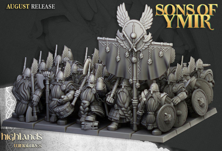 Sons Of Ymir Dwarven Veterans | Highlands Miniatures 28/32mm Fantasy Wargaming Miniatures