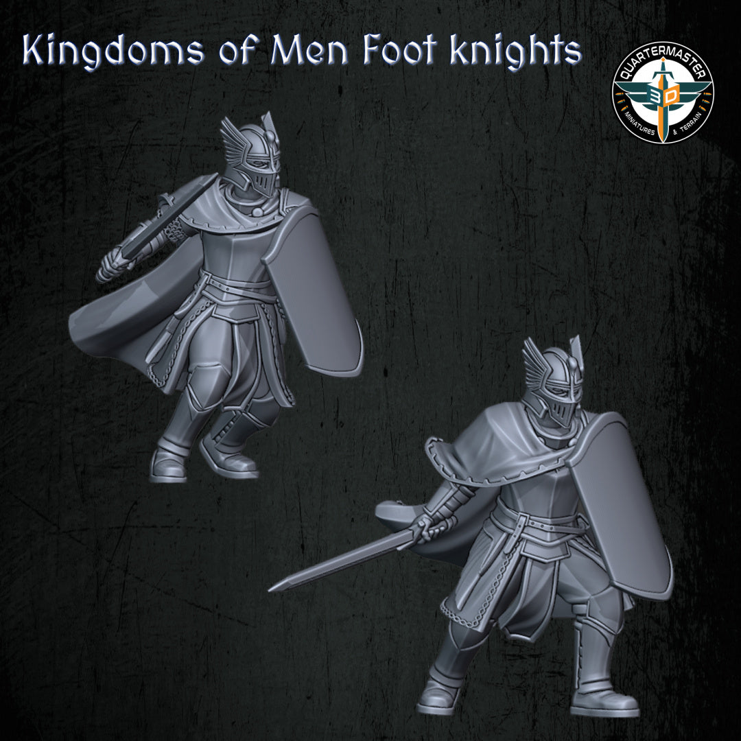Kingdoms of Men Foot Knights | Quartermaster3D 25mm Fantasy Wargaming Miniatures Role Playing Miniatures