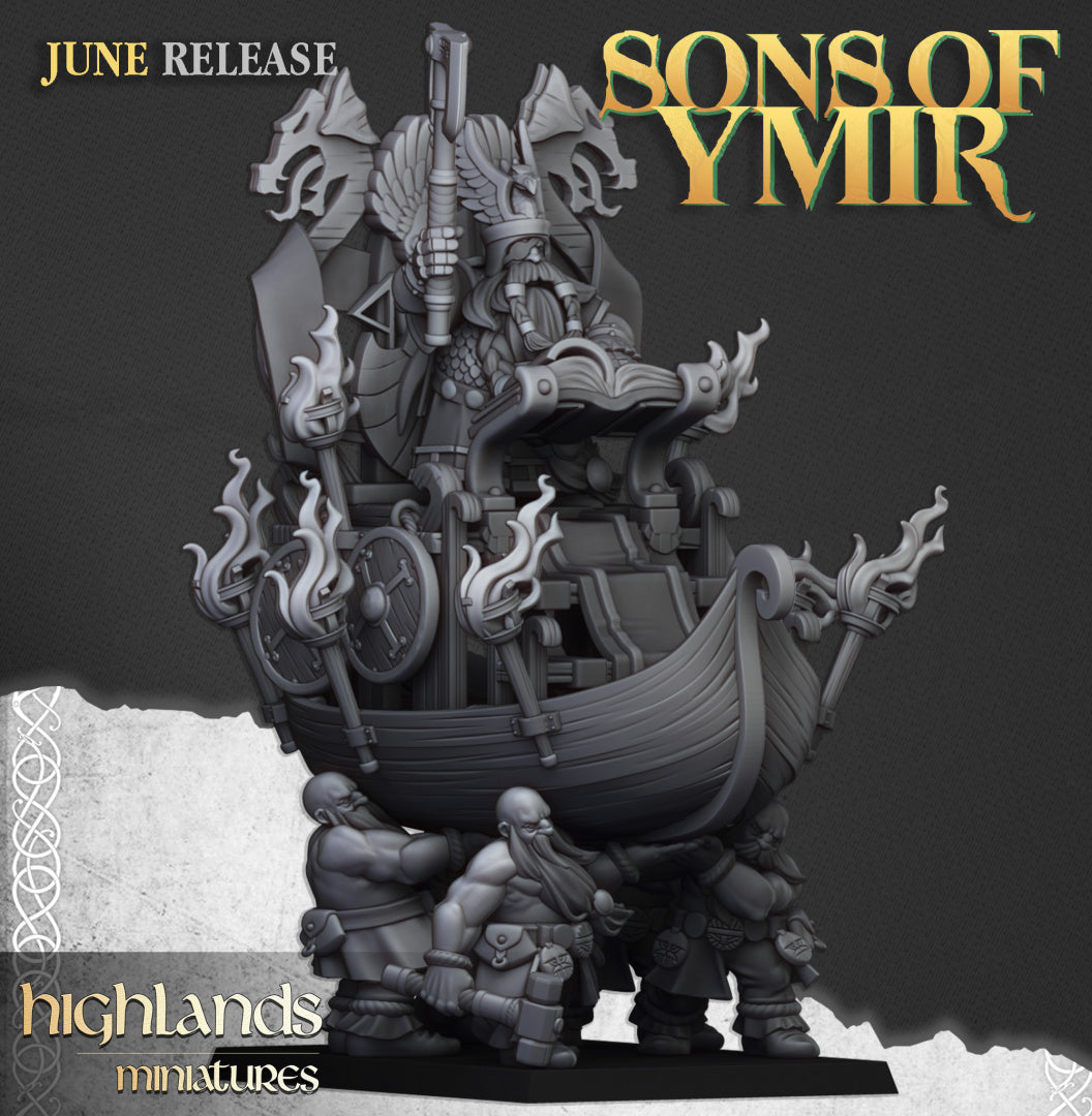 Sons Of Ymir Dwarven King on Throne | Highlands Miniatures 28/32mm Fantasy Wargaming Miniatures Role Playing Miniatures