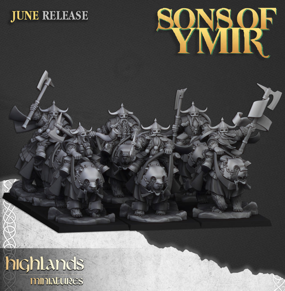 Sons Of Ymir Dwarven Heavy Cavalry | Highlands Miniatures 28/32mm Fantasy Wargaming Miniatures