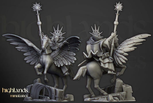 Sunland Mage on Pegasus | Highlands Miniatures 28/32mm Fantasy Wargaming Miniatures Role Playing Miniatures