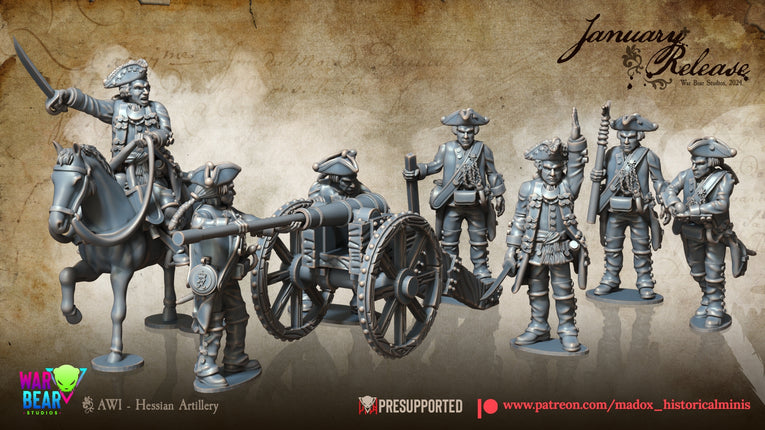 AWI Hessian Artillery | Warbear Studios 28mm Historical Wargaming Miniatures