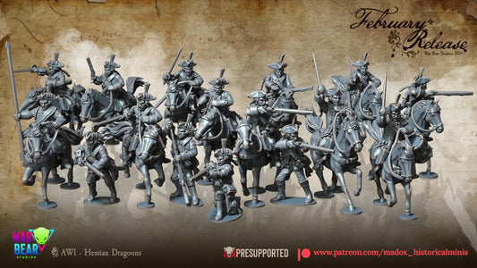 AWI Hessian Dragoons Pack | Warbear Studios 28mm Historical Wargaming Miniatures Role Playing Miniatures