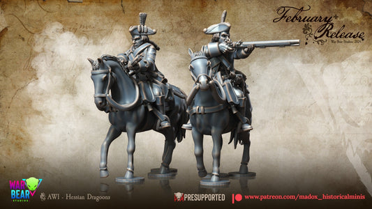 AWI Hessian Dragoons Mounted | Warbear Studios 28mm Historical Wargaming Miniatures Role Playing Miniatures