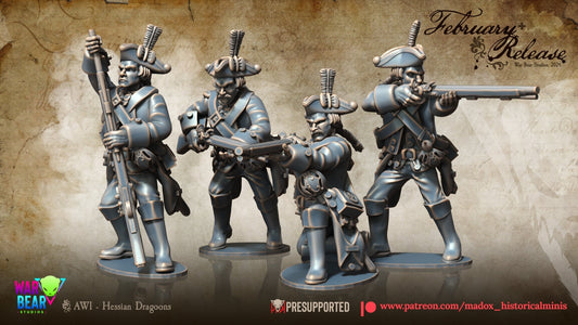 AWI Hessian Dragoons Dismounted | Warbear Studios 28mm Historical Wargaming Miniatures Role Playing Miniatures