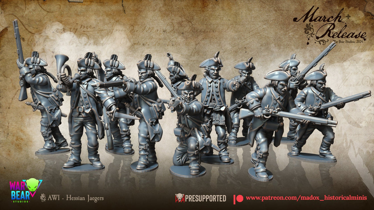 AWI Hessian Jaegers | Warbear Studios 28mm Historical Wargaming Miniatures Role Playing Miniatures