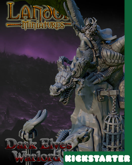 Dark Elf Lord on Dragon | Landor Miniatures 28/32mm Fantasy Wargaming Miniatures
