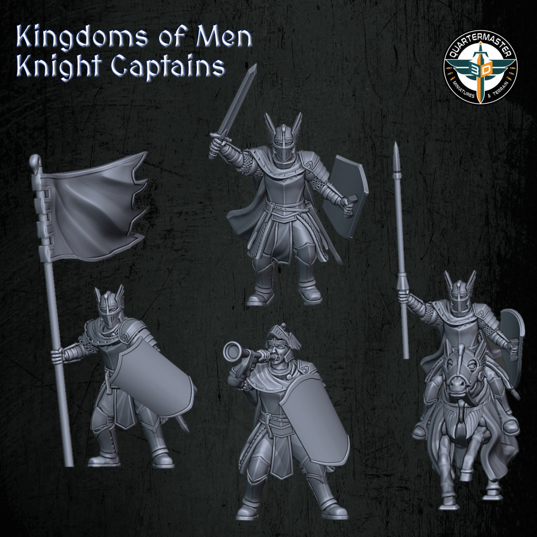 Kingdoms of Men Knight Captains | Quartermaster3D 25mm Fantasy Wargaming Miniatures Role Playing Miniatures