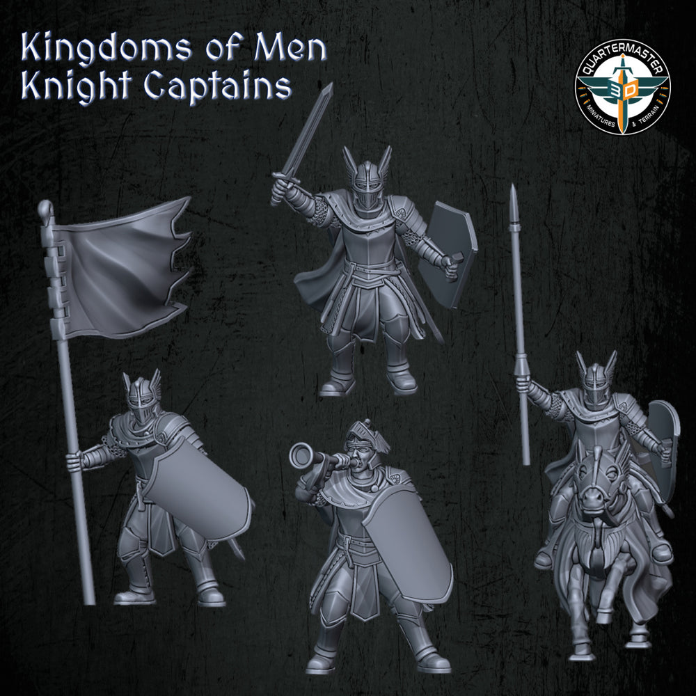 Kingdoms of Men Knight Captains | Quartermaster3D 25mm Fantasy Wargaming Miniatures