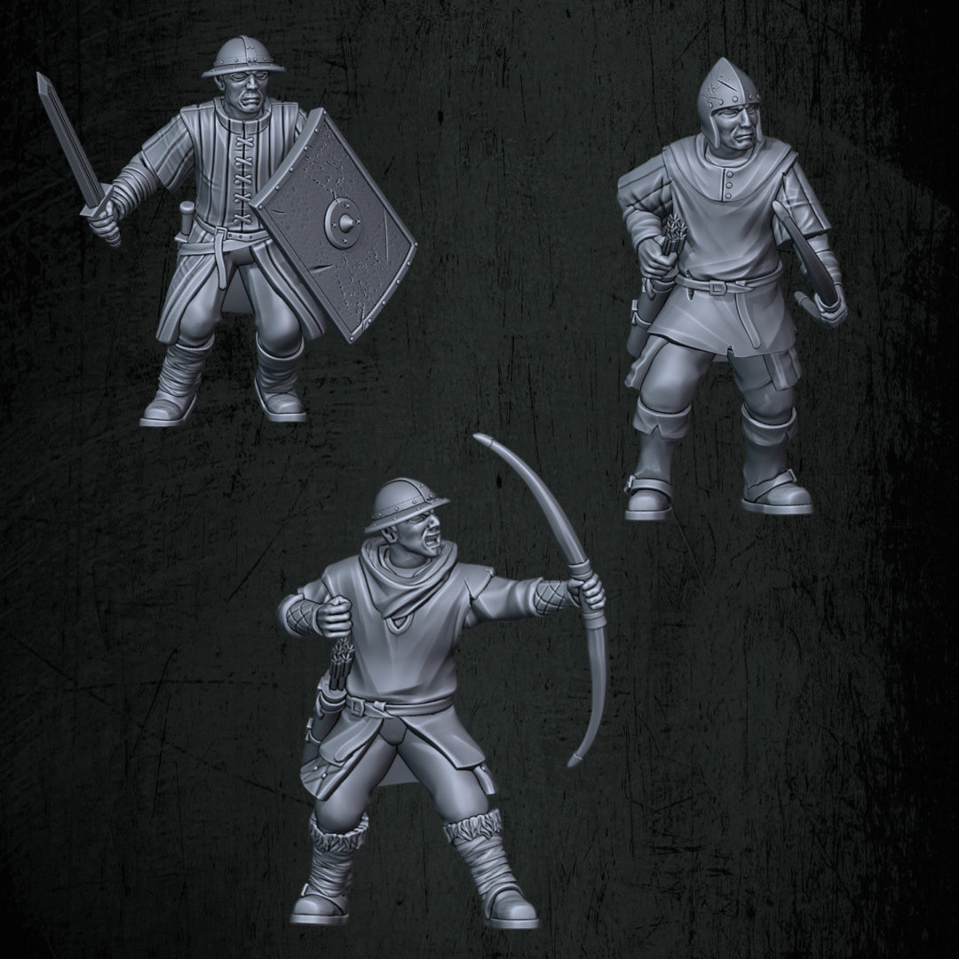 Kingdoms of Men Militia | Quartermaster3D 25mm Fantasy Wargaming Miniatures Role Playing Miniatures