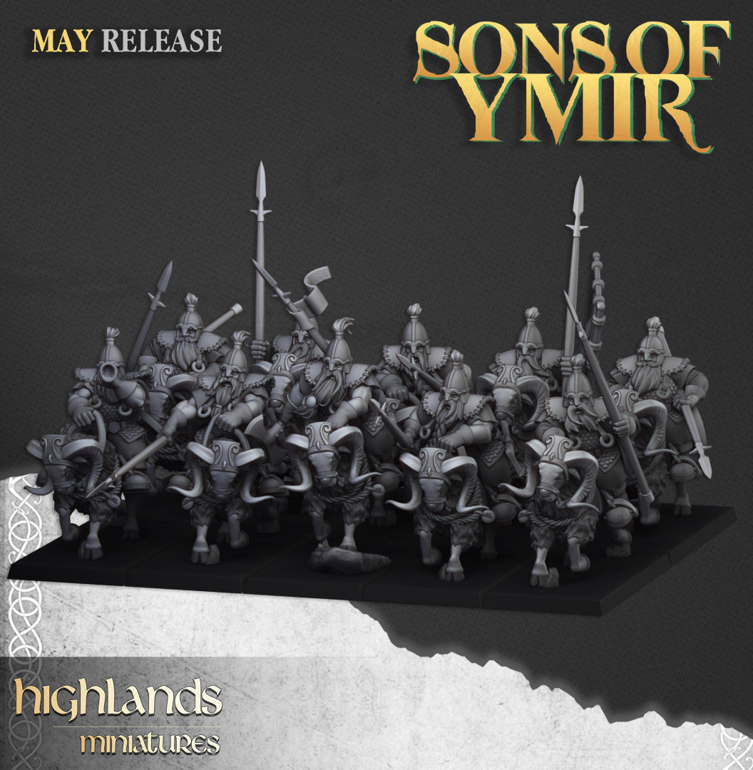 Sons Of Ymir Dwarven Light Cavalry | Highlands Miniatures 28/32mm Fantasy Wargaming Miniatures Role Playing Miniatures