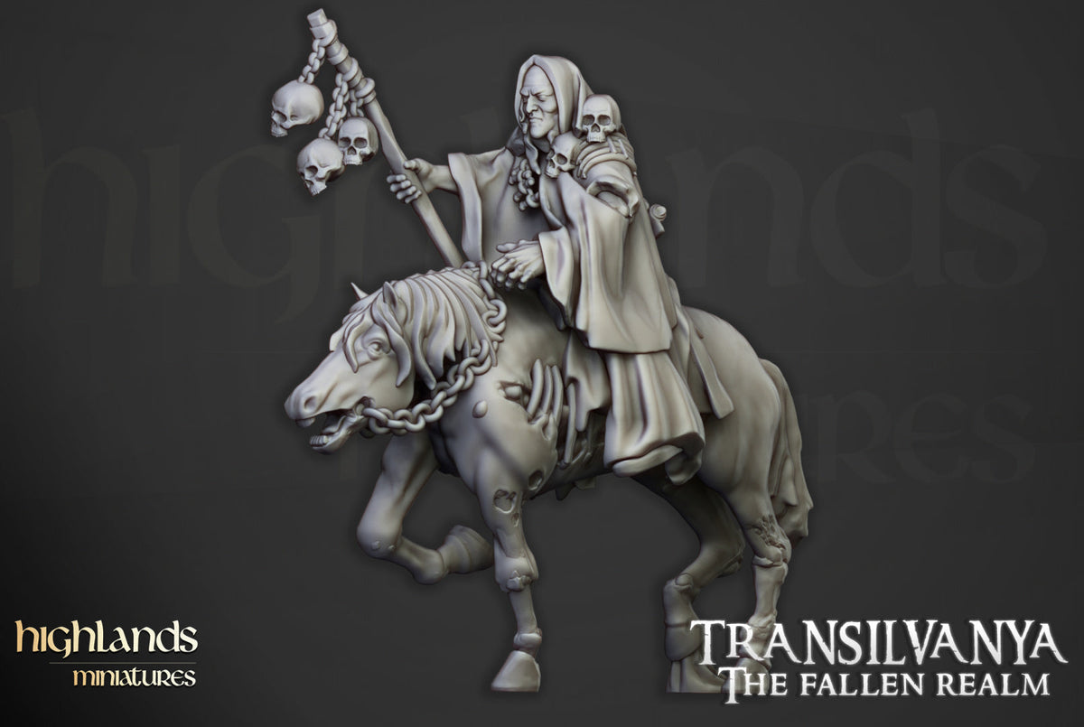 Transilvanya Mounted Necromancer | Highlands Miniatures 28/32mm Fantasy Wargaming Miniatures Role Playing Miniatures