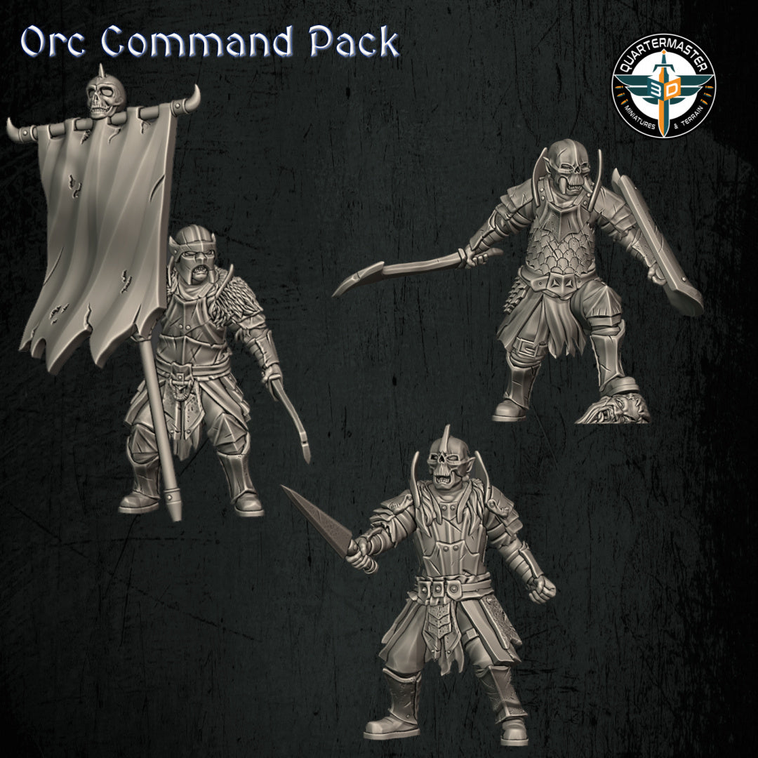 Orc Command Pack | Quartermaster3D 25mm Fantasy Wargaming Miniatures Role Playing Miniatures