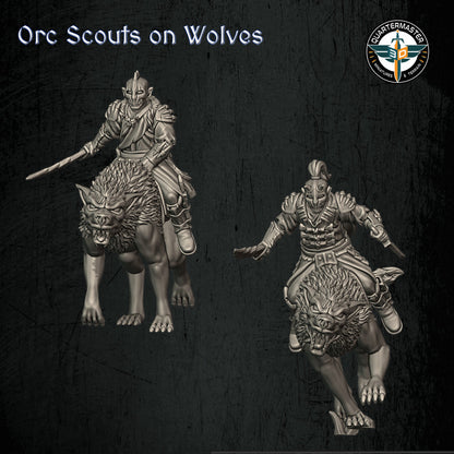 Orc Scouts on Wolves | Quartermaster3D 25mm Fantasy Wargaming Miniatures Role Playing Miniatures