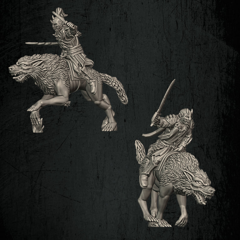 Orc Scouts on Wolves | Quartermaster3D 25mm Fantasy Wargaming Miniatures