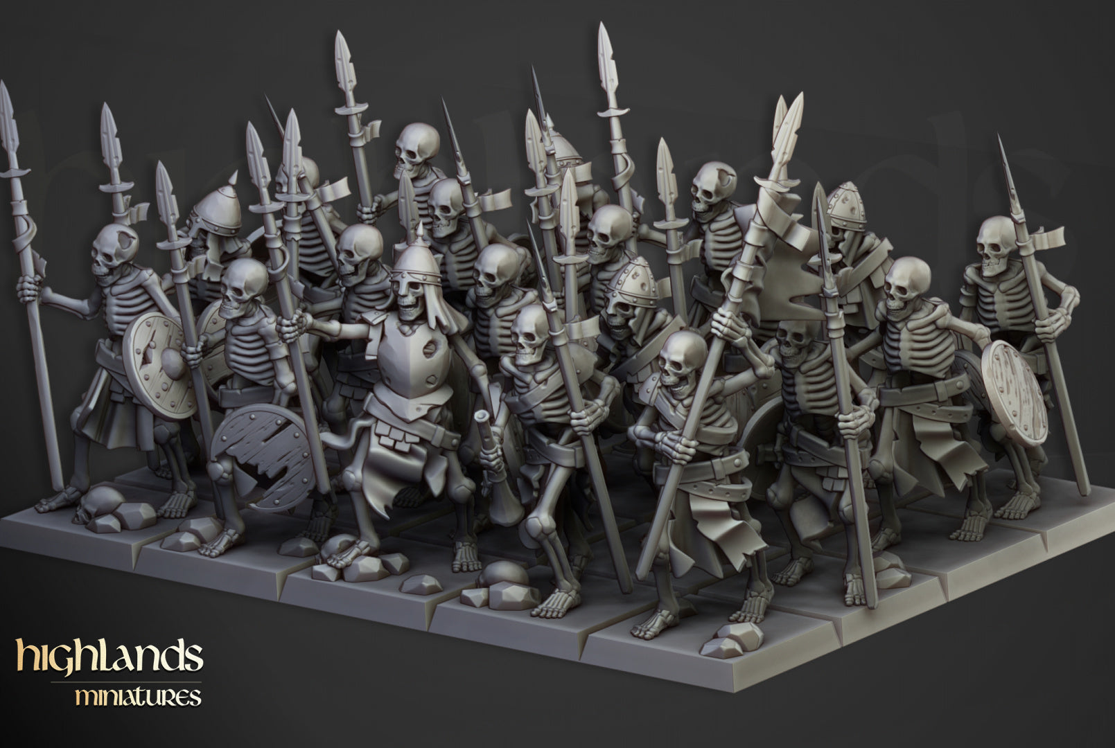 Transilvanya Skeleton Spearmen | Highlands Miniatures 28/32mm Fantasy Wargaming Miniatures Role Playing Miniatures