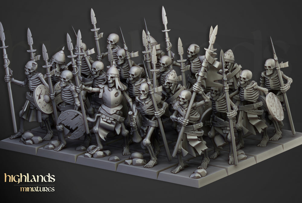 Transilvanya Skeleton Spearmen | Highlands Miniatures 28/32mm Fantasy Wargaming Miniatures