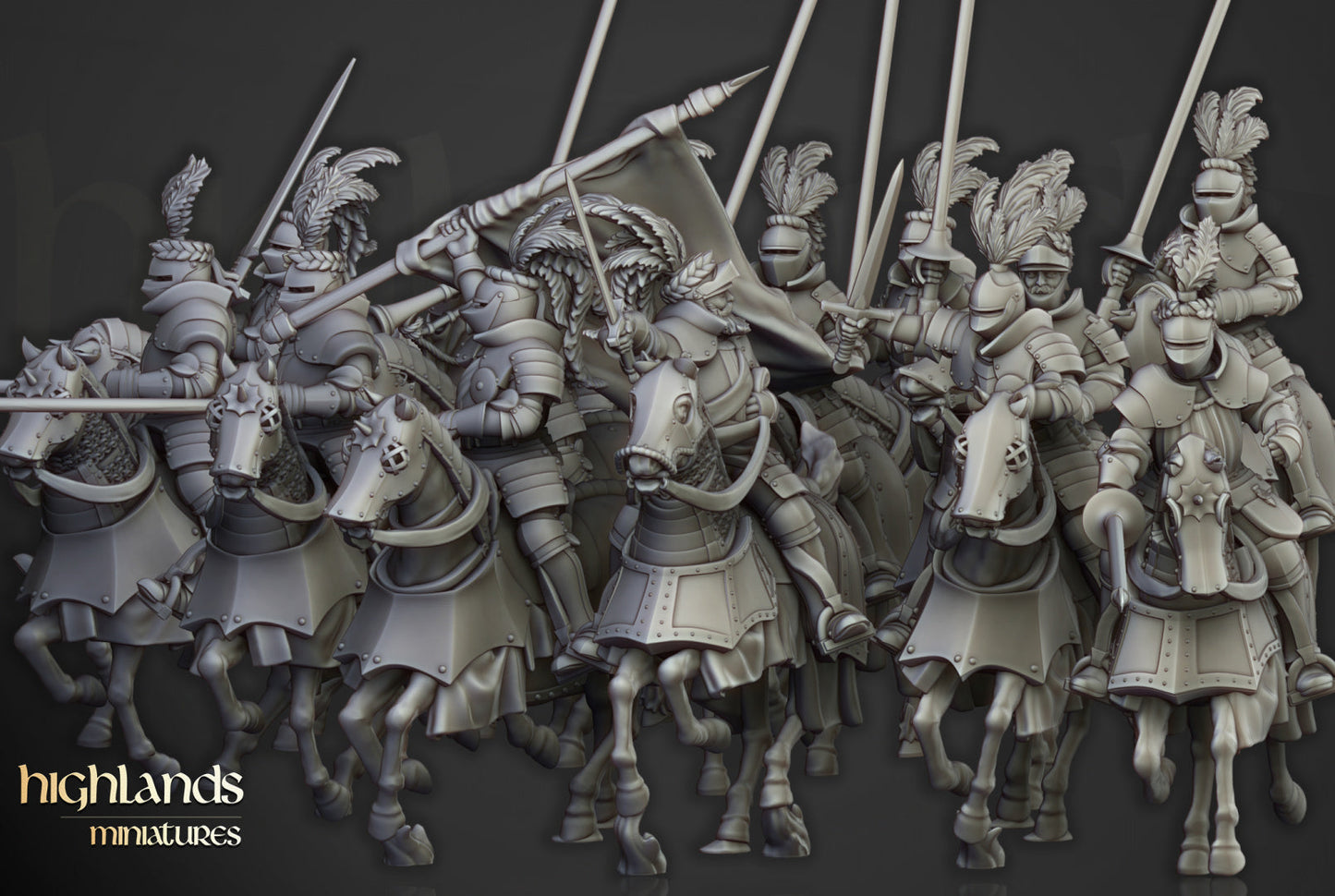 Sunland Knights on Horse | Highlands Miniatures 28/32mm Fantasy Wargaming Miniatures Role Playing Miniatures