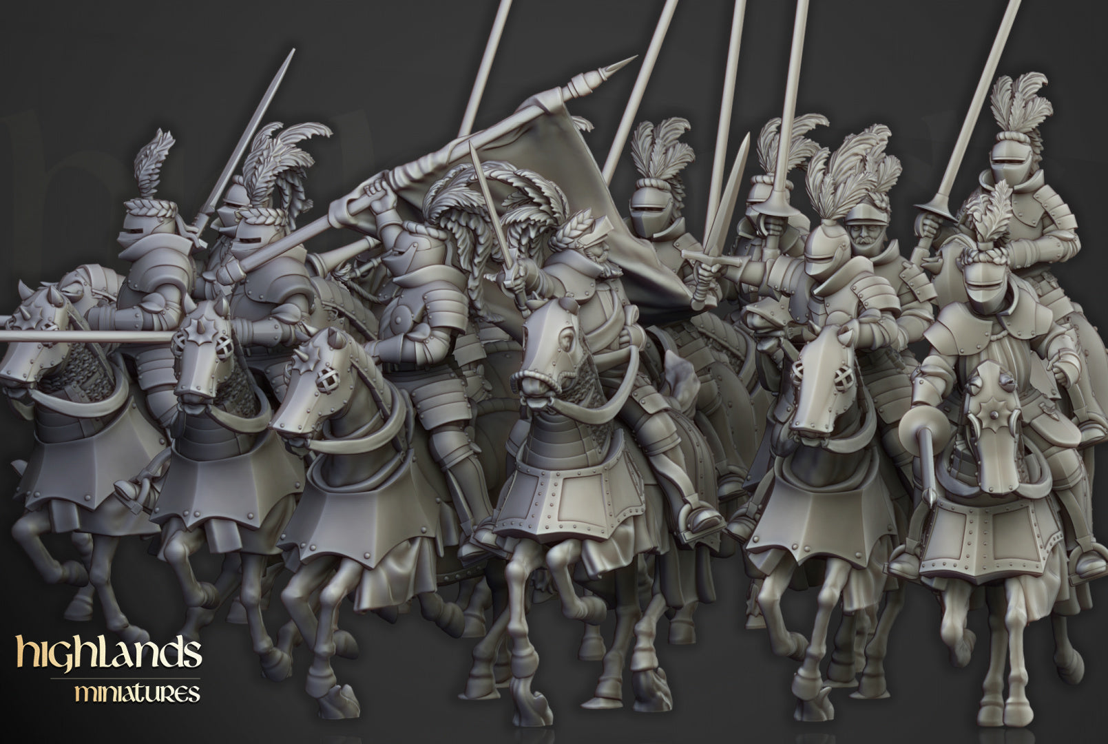 Sunland Knights on Horse | Highlands Miniatures 28/32mm Fantasy Wargaming Miniatures Role Playing Miniatures