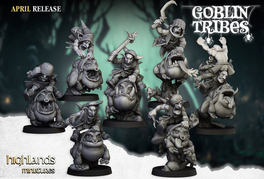 Swamp Goblins Frog Riders | Highlands Miniatures 28/32mm Fantasy Wargaming Miniatures Role Playing Miniatures