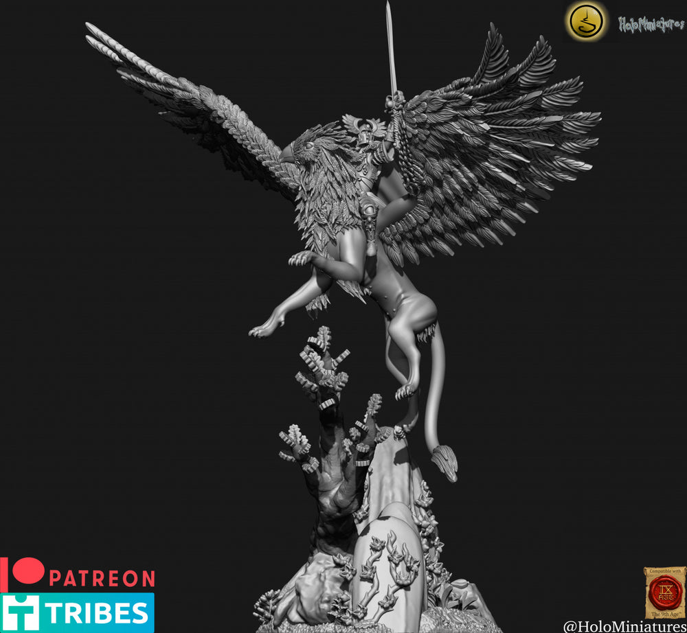 High Elves Lord on Gryphon | Holominiatures 28mm Fantasy Wargaming Miniatures