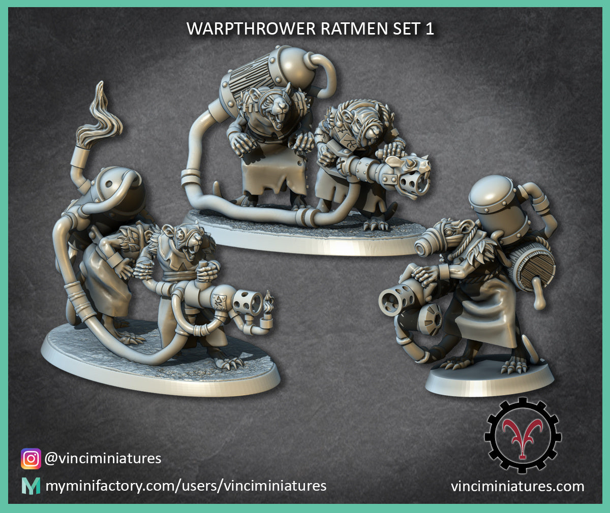 Verminkin Warp Sprayers 2 | Vinci Miniatures 28/32mm Fantasy Wargaming Miniatures Role Playing Miniatures